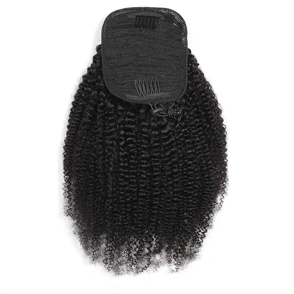 cheveux humains cordon queue de cheval pour les femmes noires 8a brésilienne vierge afro crépus bouclés 4b-4c perruque clip en queue de cheval extension une pièce de cheveux humains pièces naturel de 2025 ? $48.99 –P4