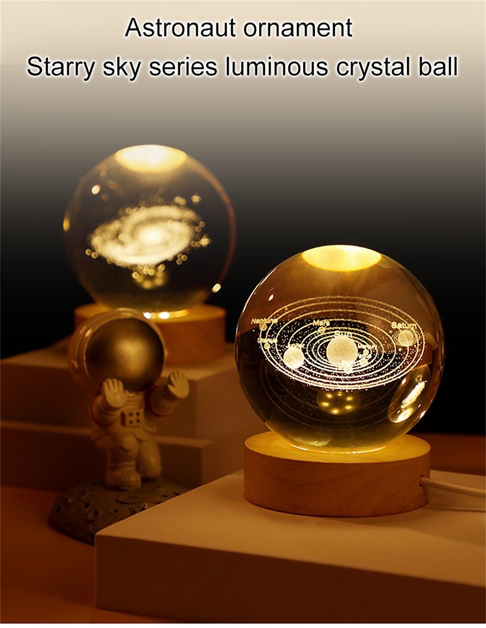 Glowing Planetary Galaxy Crystal Ball Night Lights USB Power Warm White Bedside Light Christmas Kid Gift Night Lamp 2025 - $8.99 –P4