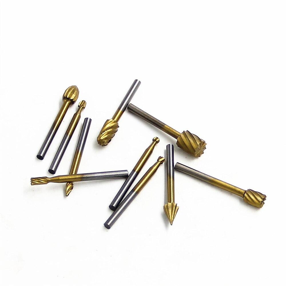 10 pz 1/8 '' gambo in acciaio hss frese rotative taglierina incisione rettifica bit per strumenti di taglio di file rotanti la lavorazione del legno fai da te del 2025 a $11.99 –P1