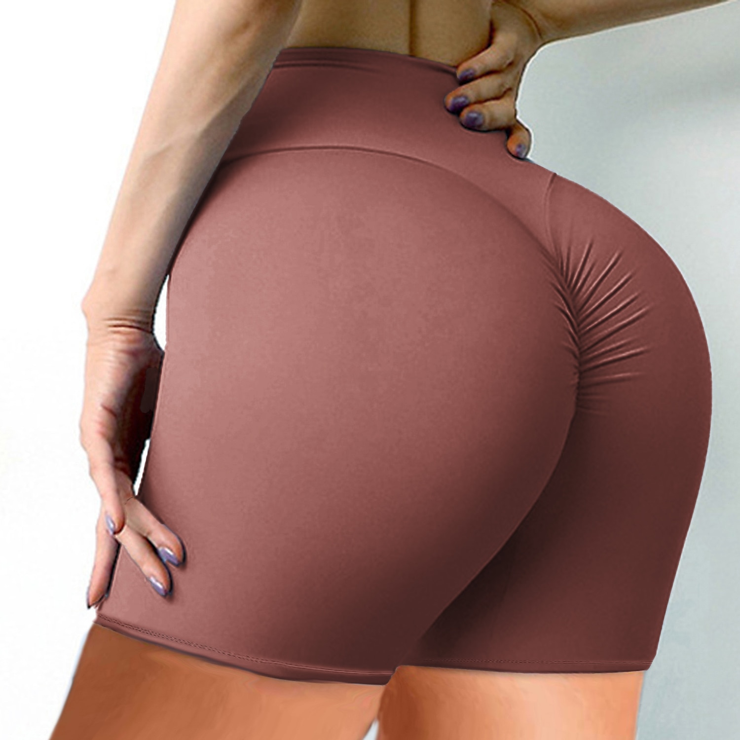 Women's High Waist Yoga Shorts Scrunch Butt Shorts Bottoms Tummy Control  Butt Lift Quick Dry Solid Color Violet Pink Burgundy Spandex Yoga Fitness  Gym Workout Summer Sports Activewear High Elasticity 2024 - $11.99