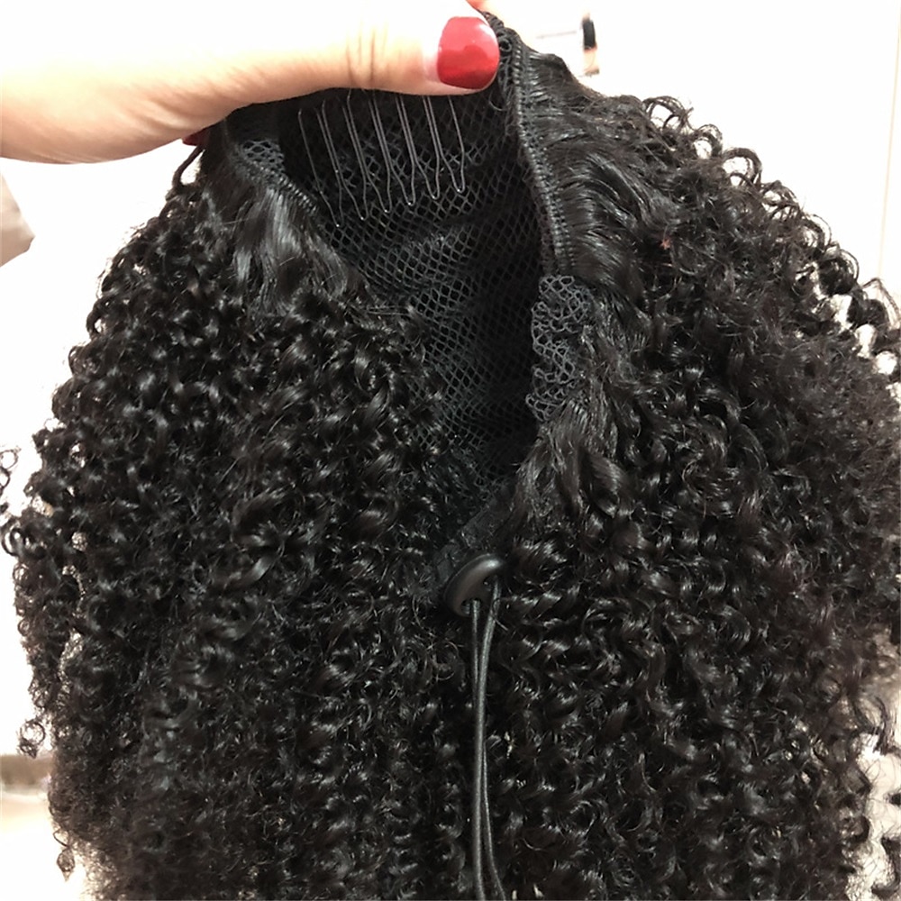 cheveux humains cordon queue de cheval pour les femmes noires 8a brésilienne vierge afro crépus bouclés 4b-4c perruque clip en queue de cheval extension une pièce de cheveux humains pièces naturel de 2025 ? $48.99 –P9