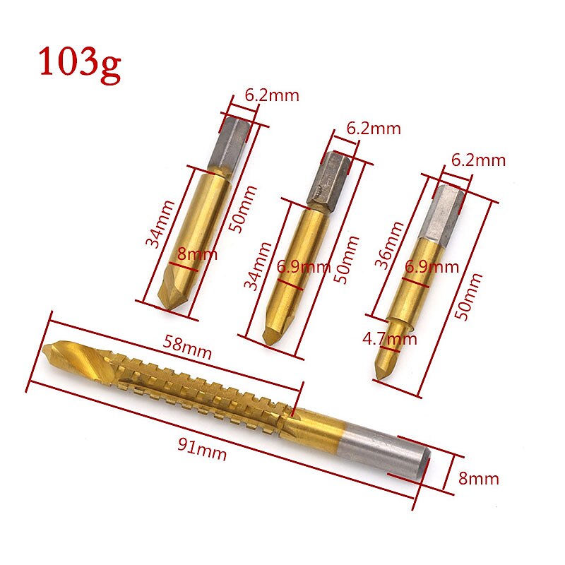 Vis endommagée 4 pièces dissolvant 4 en 1 lot percer les bricoleurs kit d'outils de retrait de goujon de boulon cassé 4 pc #1 #2 #3 forets de fraisage 8mm de 2025 ? GBP £8 –P1