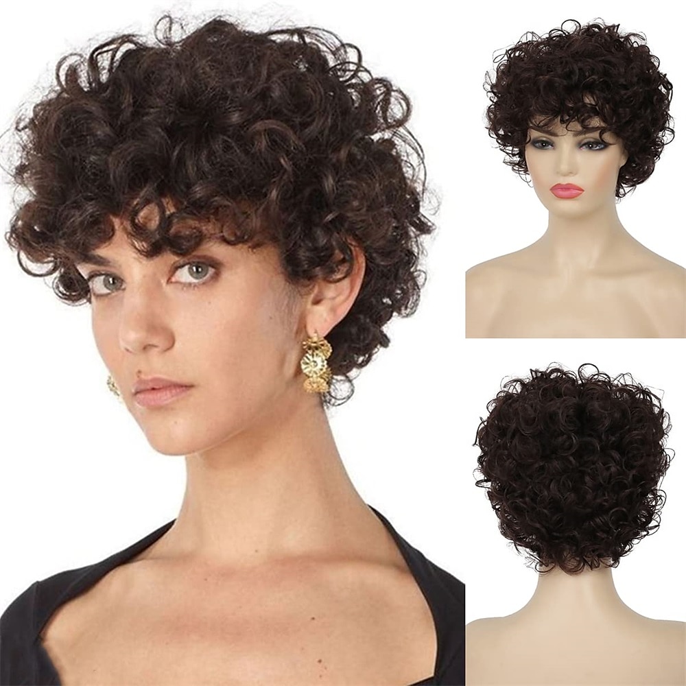perruques brunes blondes ondulées courtes bouclées pour les femmes remplacement de cheveux synthétiques d'aspect naturel wi de 2025 ? $30.99 –P6