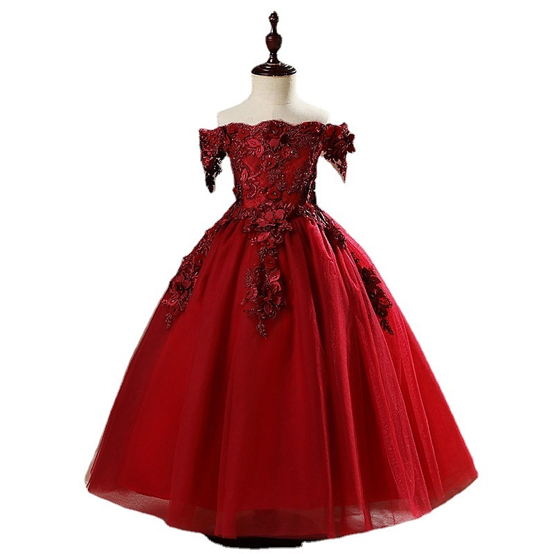 Abito da damigella d'onore bambina Da ragazza Vestito Abito da principessa Vestito da festa Matrimonio Feste Pegeant Elegante Da principessa Dolce Retato Fiore decorativo Manica corta Senza spalline del 2025 a $86.99 –P5