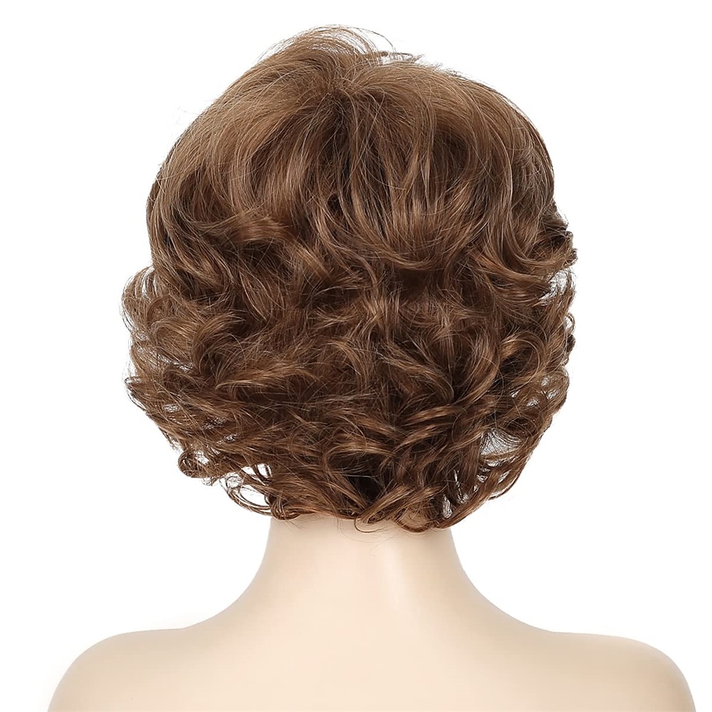 parrucca da vecchia signora capelli corti ricci grigi con frangetta parrucche piene cosplay resistenti al calore capelli sintetici naturali del 2025 a $27.99 –P8