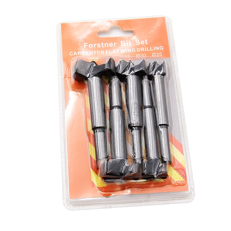 naturlig färg 5 st 15-20-25-30-35 mm träbearbetning platt vingborr träborr självcentrerande hålsågsverktygssats 2025 - $18.99 –P5