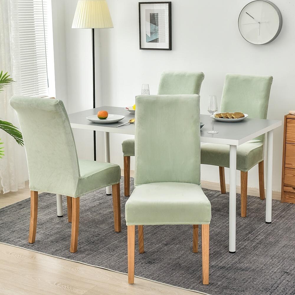 fodera per sedia da pranzo elasticizzata fodera per sedia verde fodera in velluto elastico per cene da pranzo matrimonio in hotel morbido lavabile del 2025 a $21.99 –P8