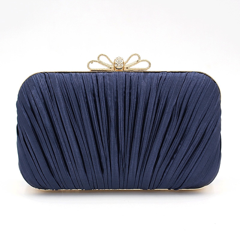 Elegante weiße Plissee-Clutch für Damen – Abendhandtasche mit Strass-Schleife für Hochzeiten, Partys und formelle Anlässe 2025 - $34.99 –P3