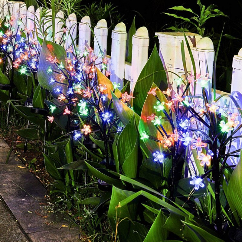 2 pezzi di luce solare per esterni a forma di fiore di ciliegio, colore bianco caldo, luce multicolore del 2026 a $53.99 –P5