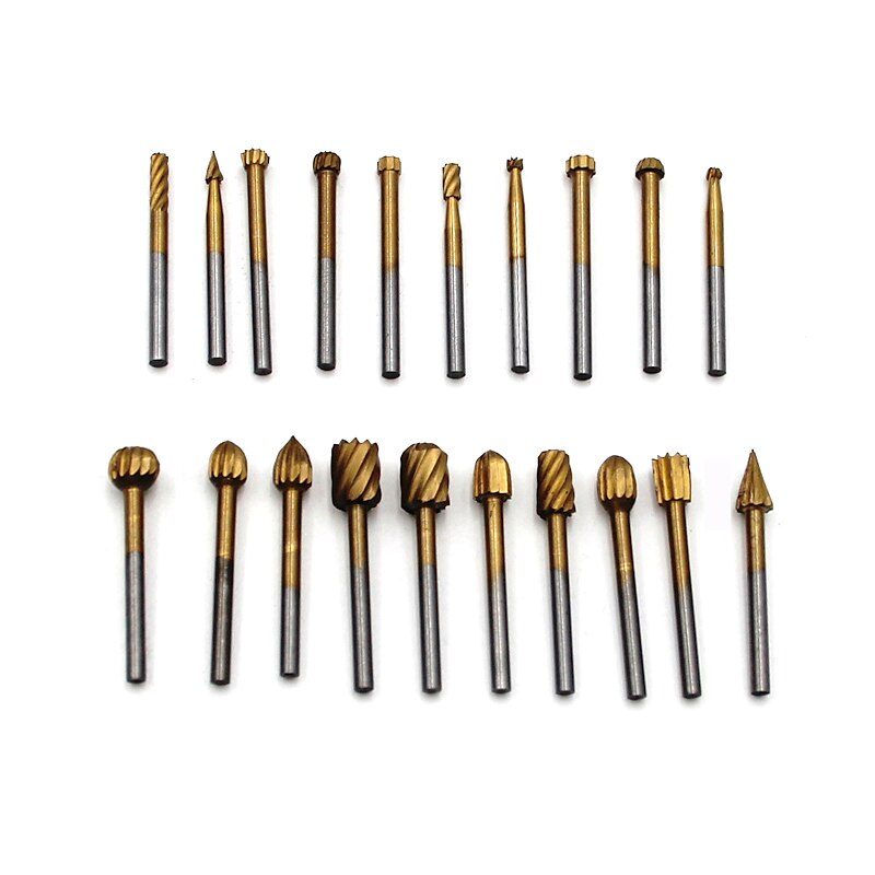 20 PC Set Of 3mm Electric Grinding High Speed Steel Woodworking Small Rotary File Engraving DIY Grinding Head Milling Cutter Set Accessories 2025 - $18.99 –P2