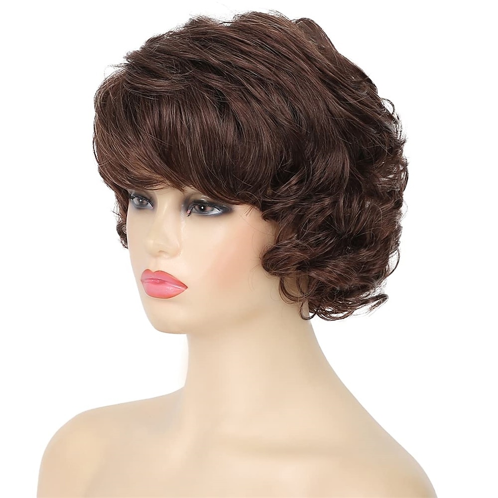 parrucca da vecchia signora capelli corti ricci grigi con frangetta parrucche piene cosplay resistenti al calore capelli sintetici naturali del 2025 a $27.99 –P11