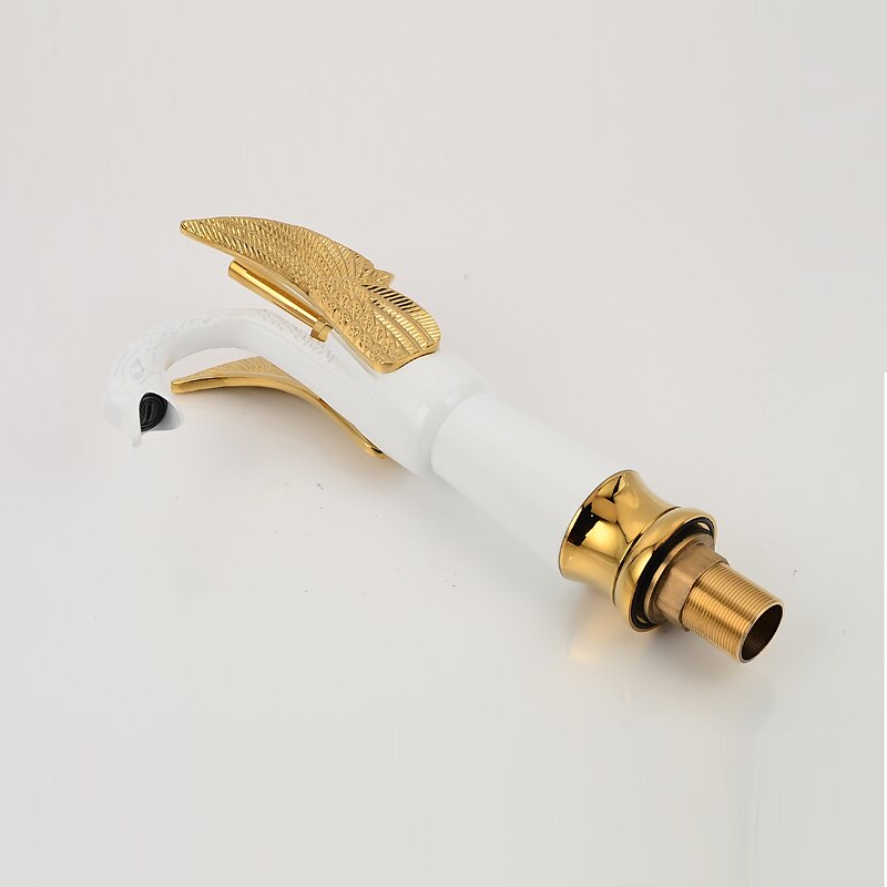 retro badkamer wastafel mengkraan messing swan shap, monobloc wasruimte wastafelkranen enkele handgreep een gat badrandcombinaties, mono watervat kraan warme en koude slang antiek 2025 - $145.99 –P6