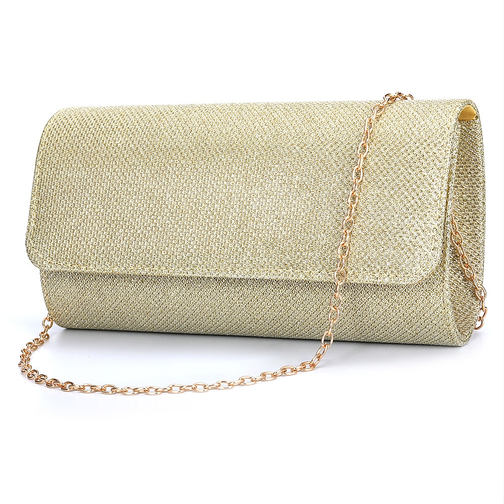 sølvglitter clutch-veske for kvinner – elegant kveldsveske med kjedestropp for bryllup, fester og formelle arrangementer 2025 - $19.99 –P10