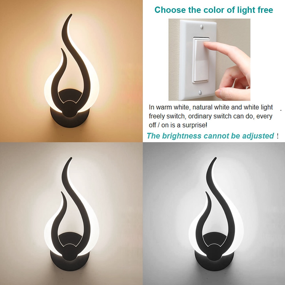 Lightinthebox Lámparas de pared LED de 1 luz de 31 cm, apliques de pared con diseño en forma de fuego, tiendas/cafeterías de estilo minimalista moderno, aplique de acrílico genérico 10w ip44 2025 - $42.99 –P11