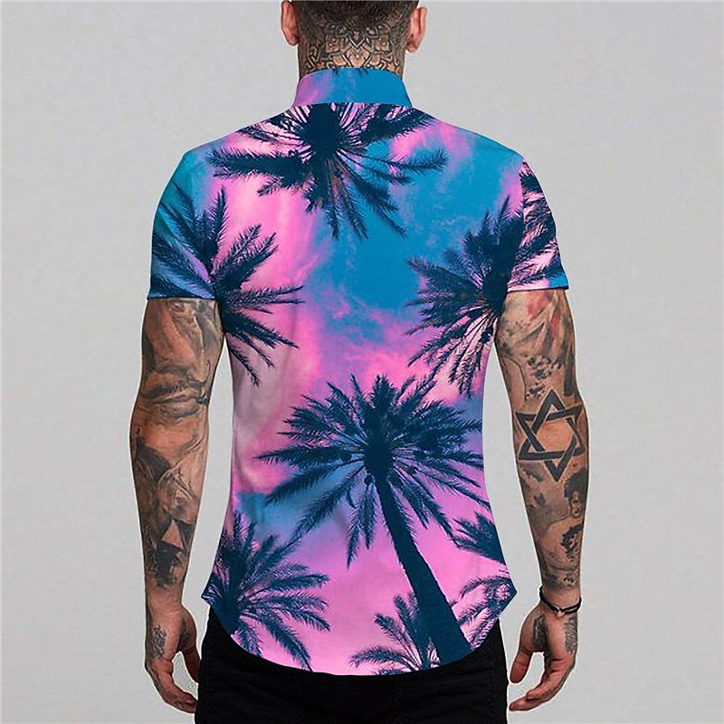 Férfi Kókuszfa Trópusi növények Ing Hawaii ing Aloha ing Rövid ujjú Ing Térfogatcsökkenés Divat Dizájn Alkalmi Szabadtéri Utca Hétköznapi Fekete Sárga Arcpír rózsaszín Nyomtatott S M L 2025 - $24.99 –P2