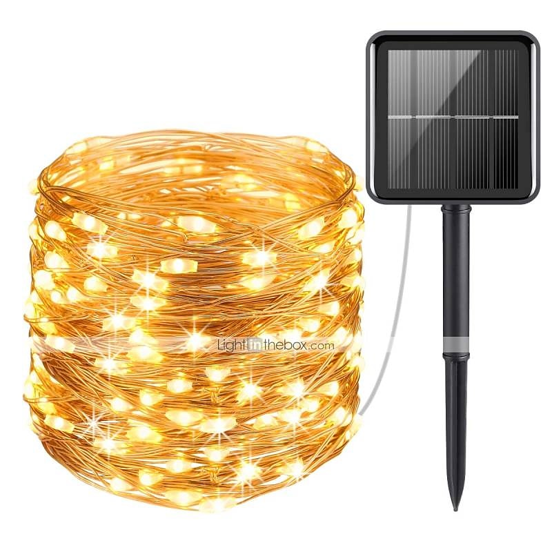 elegant bryllupsfestmottakelse 20m 200led solcellelamper med eventyrlys - kobbertråd utendørs hage, terrassedekorasjon med 8 moduser vanntett for bursdag og ferie 2025 - $16.49 –P1