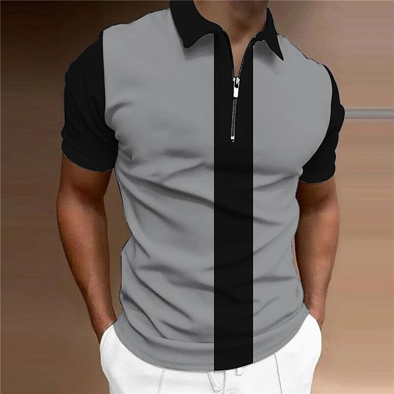 Luxury-black-zipper-polo-shirt, 3XL - 47.5