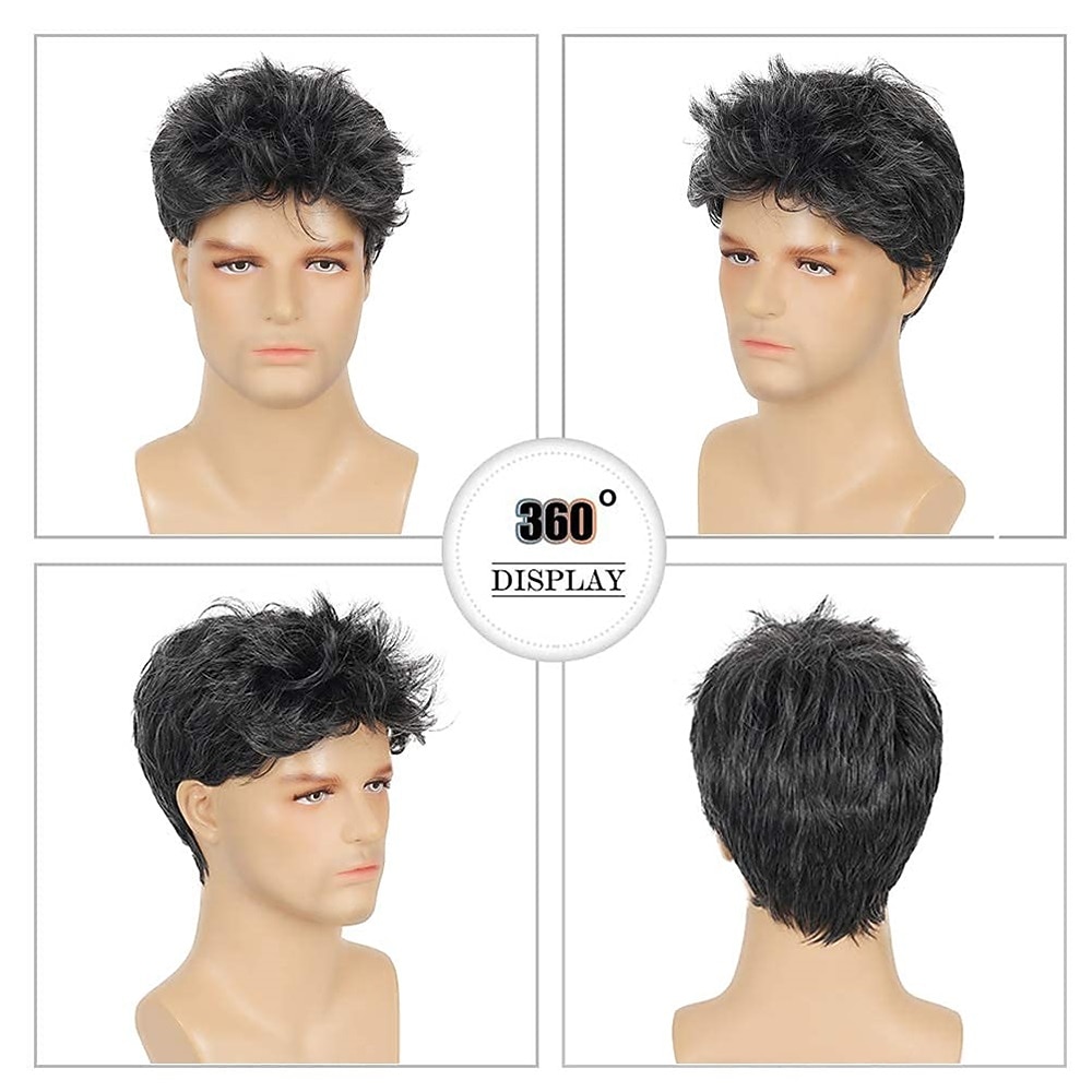 Mens Wigs Grey Short Layered Wig Syntheric Replacement Cosplay Costume Party Daily Wear Hair Wig 2026 - $24.99 –P7