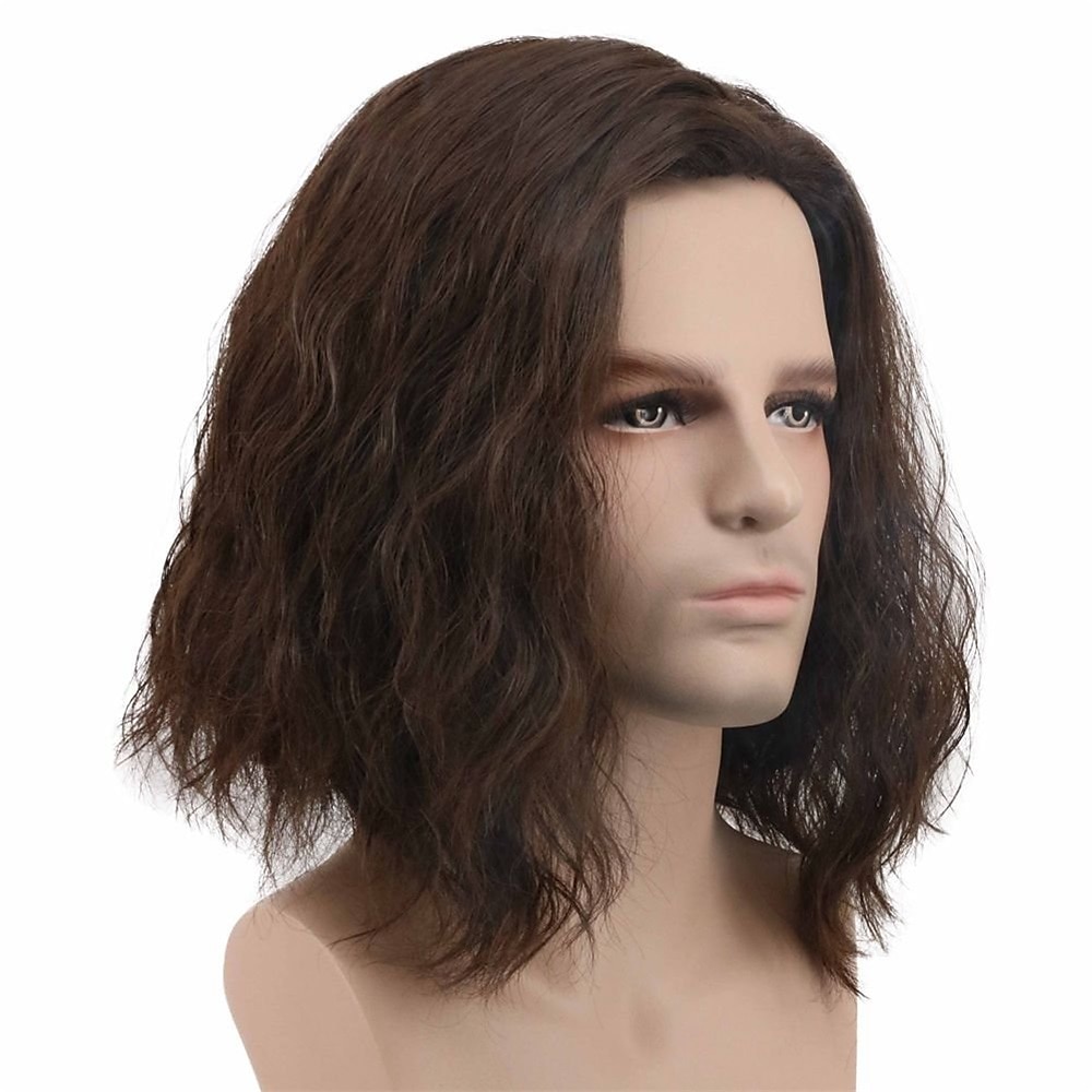 perucă amuzantă pentru bărbați perucă pufoasă scurtă și ondulată maro perucă cosplay perucă anime peruci de halloween 2025 - $24.99 –P3