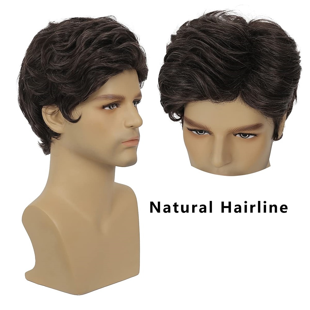 Men Wigs Short Silver Gray Wig Synthetic Heat Resistant Natural Halloween Cosplay Hair Wig 2025 - $21.99 –P13