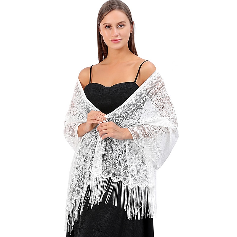 Shawl & Wrap Shawls Women's Wrap Elegant Bridal Sun Protection Sleeveless Lace Fall Wedding Wraps With Lace For Wedding Summer 2025 - $7.99 –P2