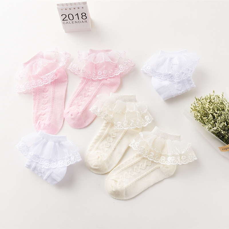 Kinder Mädchen Socken Weiß Rosa Gelb Einfarbig Gitter Frühling Sommer nette Art Freizeitskleidung 1-12 Jahre 2025 - $3.99 –P3
