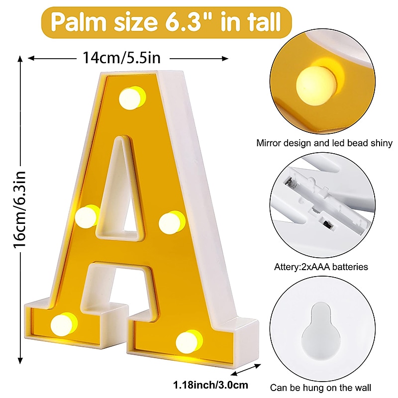 26 de litere alfabet lumina 3d nightlight litere caseta luminoasa cu led lumina de noapte revelion aa alimentat cu baterii 2026 - $16.49 –P1