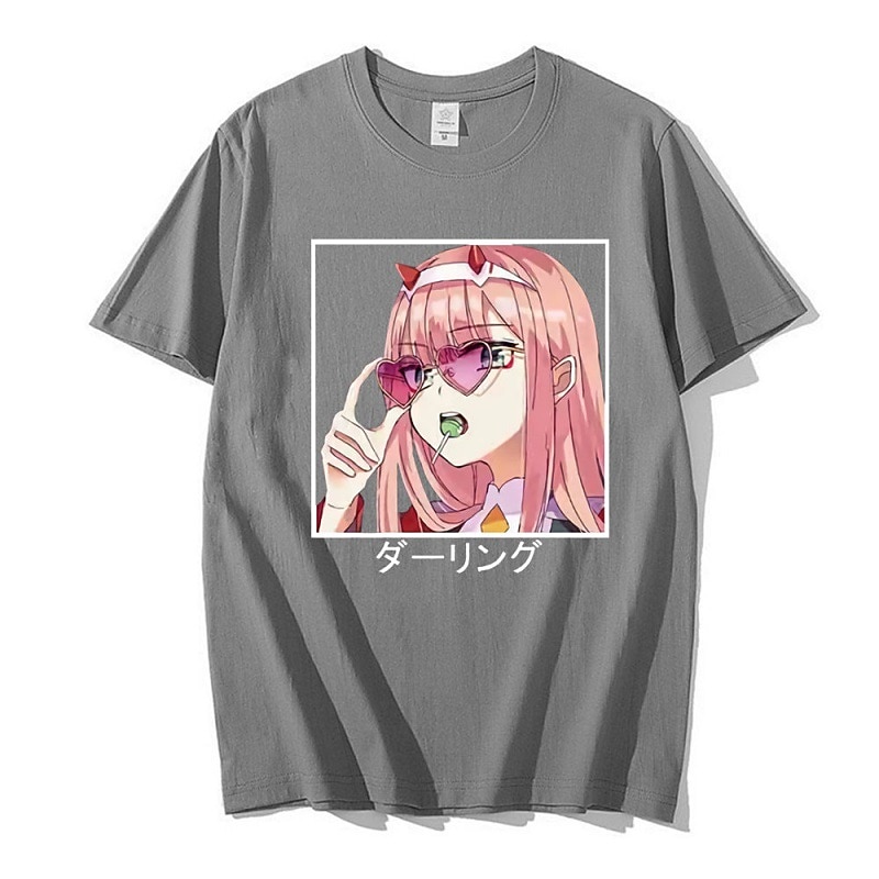 Camiseta de desenhos animados heartin the fresxx anime zero two kawaii  impressão top harajuku - AliExpress