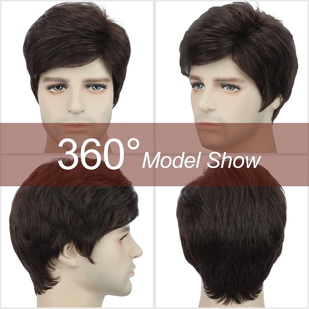 korte rechte blonde pruik voor mannen, hittebestendige pruik van synthetisch haar 2026 - $21.99 –P10