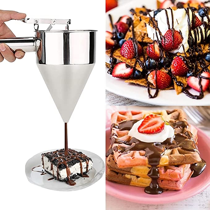 imbuto a pistone in acciaio inox con supporto imbuto dosatore panna per cupcake al cioccolato strumento palline di polpo utensili da cucina del 2025 a $29.99 –P1