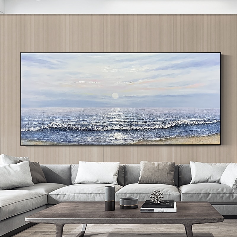 Pintura a óleo pintada à mão à mão arte da parede pôr do sol marinha pintura a óleo moderna textura abstrata decoração para casa decoração lona enrolada sem moldura não esticada de 2026 por $94.99 –P3