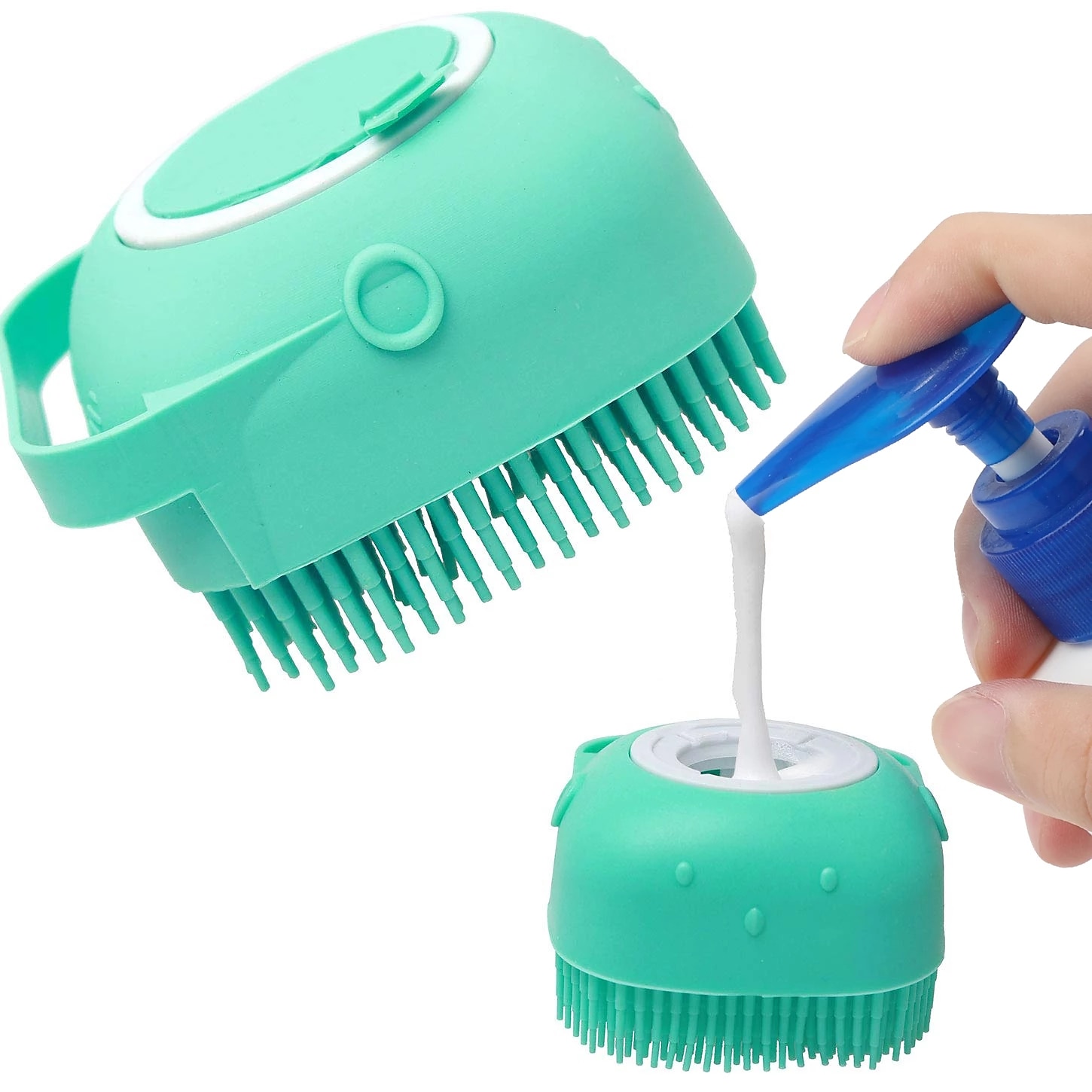 badrum hund bad borste massage handskar mjuk säkerhets silikon kam med schampo box husdjur tillbehör för katter dusch grooming verktyg 2025 - $12.99 –P5