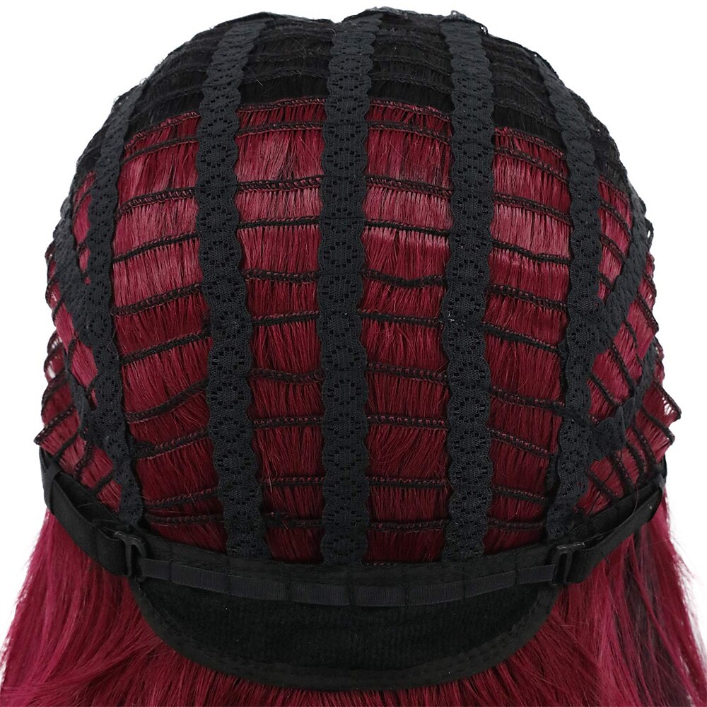 parrucche lunghe ondulate a due toni ombre nero rosso scuro parrucche per cosplay di halloween del 2025 a $28.99 –P5