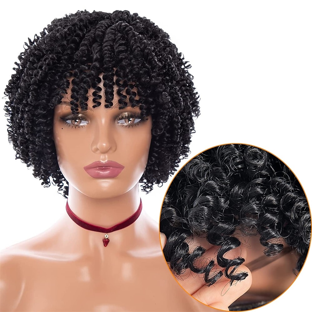 parrucche grigie per donne nere parrucche afro parrucche ricci corti parrucca riccia crespa con frangetta parrucche di capelli naturali del 2025 a $36.99 –P3