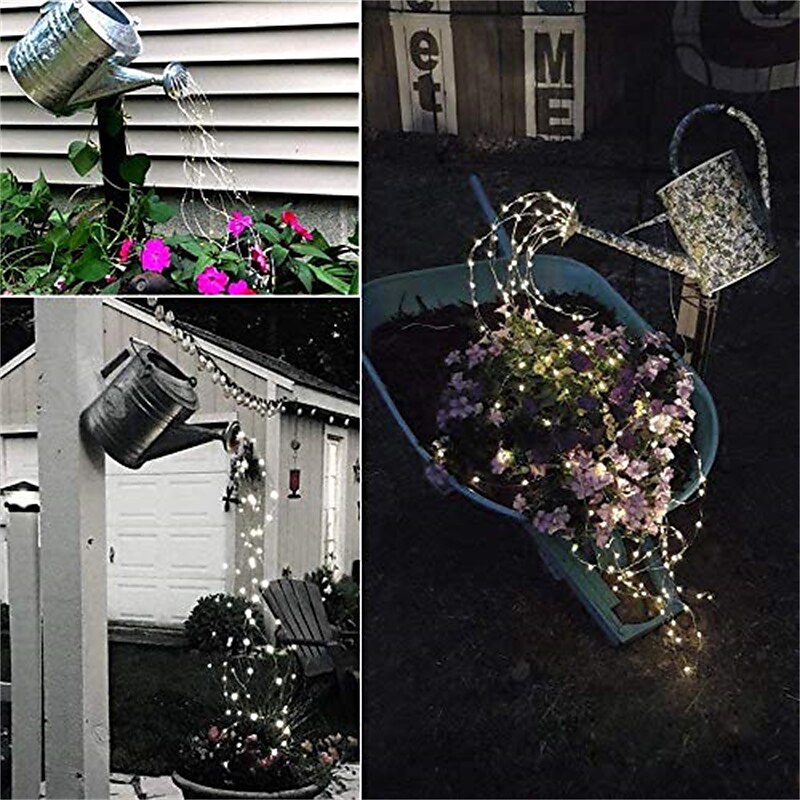 luciole solaire bouquet lumières de jardin extérieur cascade guirlande lumineuse 2m 180leds avec 8 modes clignotants pour patio décoration de fête de mariage arbre de noël el 5mm blanc chaud blanc de 2025 ? $26.99 –P9