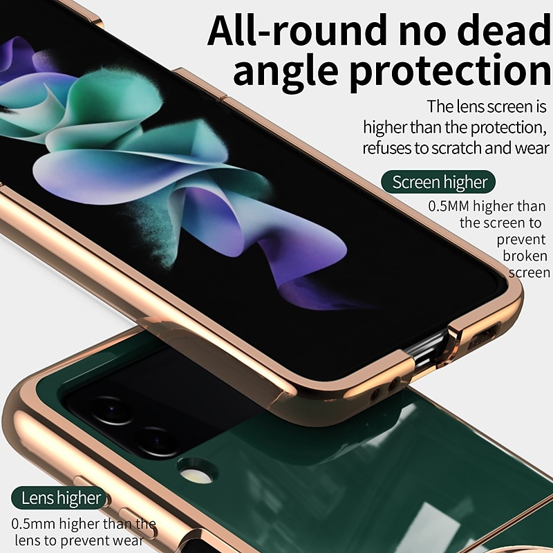 2025年 電話 ケース 用途 サムスンのギャラクシー Zフリップ7 Zフリップ6 Z Flip 5 Z Flip 4 Z Flip 3 バックカバー メッキ仕上げ バンカーリング 磁石バックル ソリッド TPU コレクション – $15.99 –P4