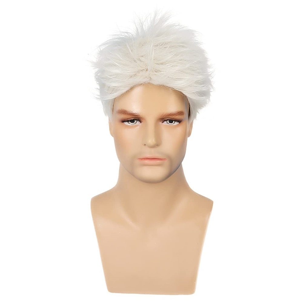 férfi parókák szürke rövid réteges paróka szintetikus helyettesítő cosplay jelmez buli napi viselet haj paróka 2026 - $24.99 –P9