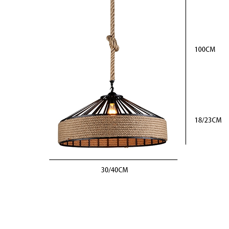 30/40 cm Island Design Pendant Light LED Hemp Rope Metal Country Vintage Farmhouse Nordic Style 220-240V 2025 - $120.99 –P1