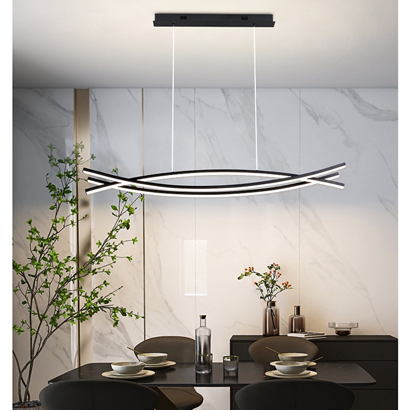 100 cm LED Pendant Light Line Design Metal Artistic Style Modern Chandelier Modern Simple Nordic Minimalist Light Luxury Restaurant Long Bar Table Dining Room 110-120V 220-240V 2025 - $349.99 –P2