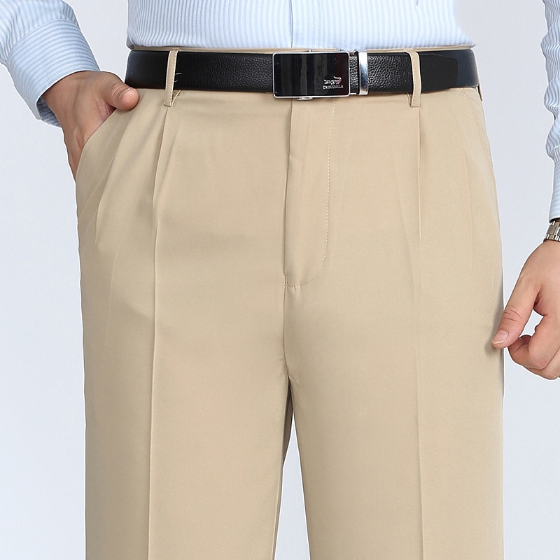 Voor heren Pakken Broek Geplooide broek Vetoketju Zak Recht been Effen Comfort Ademend Enkellengte Bruiloft Kantoor Werk Modieus Chique en modern Grijs Groen Rokerig grijs Micro-elastisch 2025 - $34.99 –P7