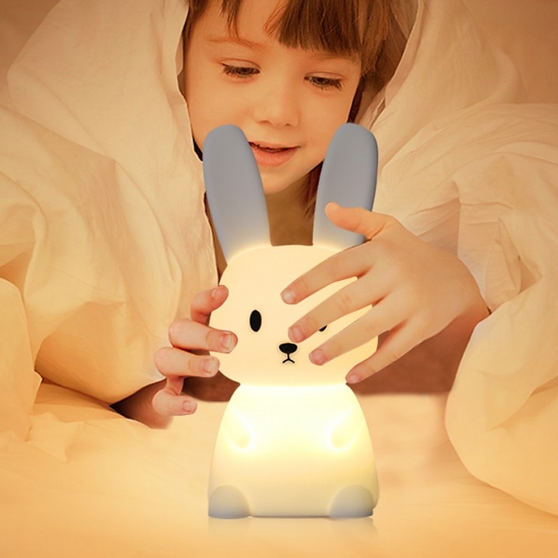 led kanin nattlys kaninlampe for barn berøringssensor dyr tegneserie søt lampe fargerik usb oppladbar silikongave barnehage jente gutt småbarn kawaii romdekorasjon soverom nattbordslampe 2025 - $35.99 –P9