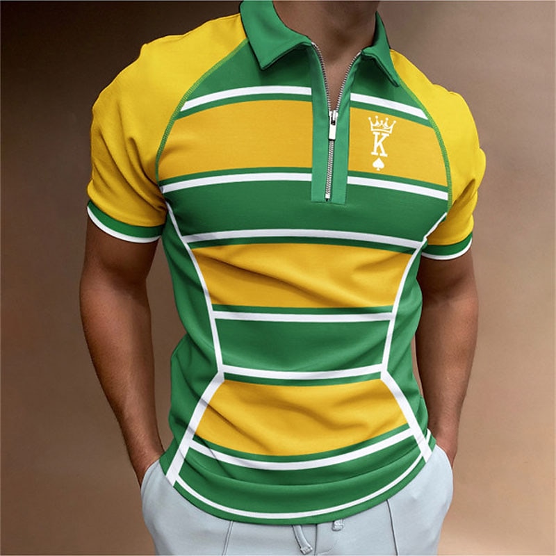 Per uomo Blocco di colori Polo Maglia da golf Camicia Collo ripiegato Casuale Quotidiano Giallo Cerniera 3D Abbigliamento Moda Casual Traspirante Confortevole del 2026 a $23.99 –P1