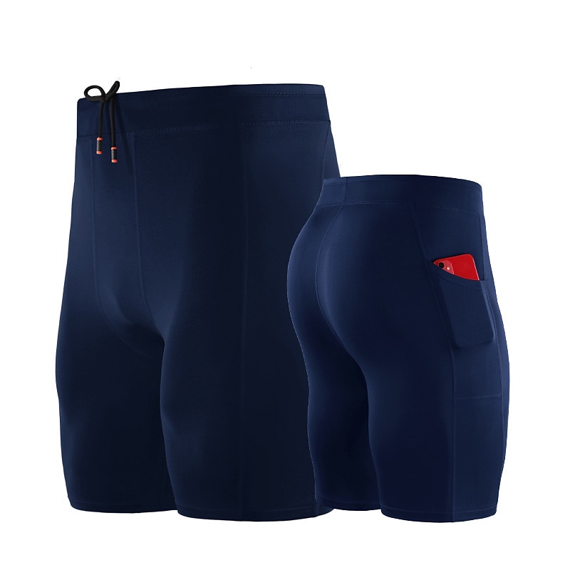 Herre Tettsittende treningshorts Kompresjonshorts Yogashorts Spandex shorts Snorer med telefonlomme Grunnlag Atletisk Sommer Spandex Pustende Hurtigtørkende Fukttransport Myk Yoga & Danse Sko Maraton 2025 - $16.49 -P7