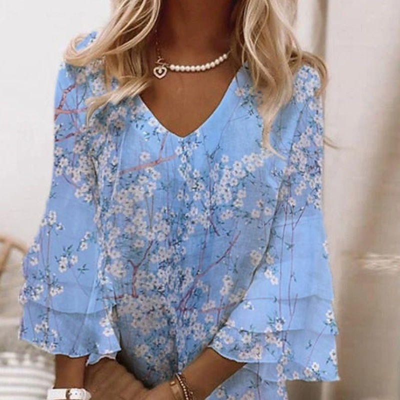 Női Mini Ruha Napernyő Ruha Virágos Hétköznapi Ruha Félforma Ruha Kicsi Ruha Elegáns Hétköznapi Fodros Ujjú Mindennapi Hétvégi Rendszeres Illeszkedés Virágos Pici Virág 3/4 Hosszan Ujjú V Kivágott 2025 - $46.99 –P1