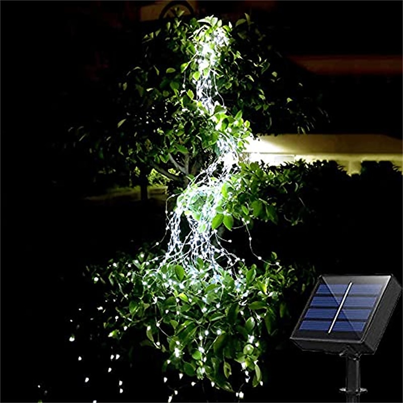 luciole solaire bouquet lumières de jardin extérieur cascade guirlande lumineuse 2m 180leds avec 8 modes clignotants pour patio décoration de fête de mariage arbre de noël el 5mm blanc chaud blanc de 2025 ? $26.99 –P5