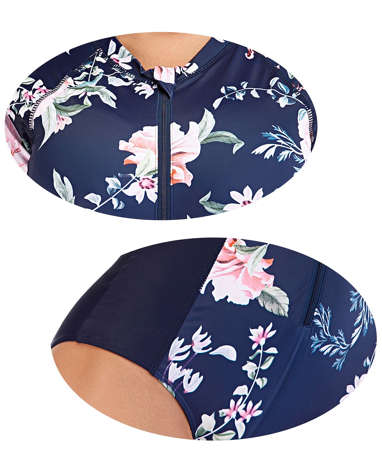 Women's Rash Guard One Piece Swimsuit UV Sun Protection Breathable Quick Dry Short Sleeve Bodysuit Bathing Suit Front Zip Swimming Surfing Beach Water Sports Floral Summer / Stretchy / Lightweight 2025 - $28.99 –P8