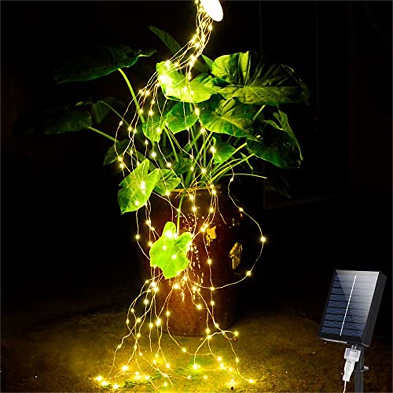 luciole solaire bouquet lumières de jardin extérieur cascade guirlande lumineuse 2m 180leds avec 8 modes clignotants pour patio décoration de fête de mariage arbre de noël el 5mm blanc chaud blanc de 2025 ? $26.99 –P8