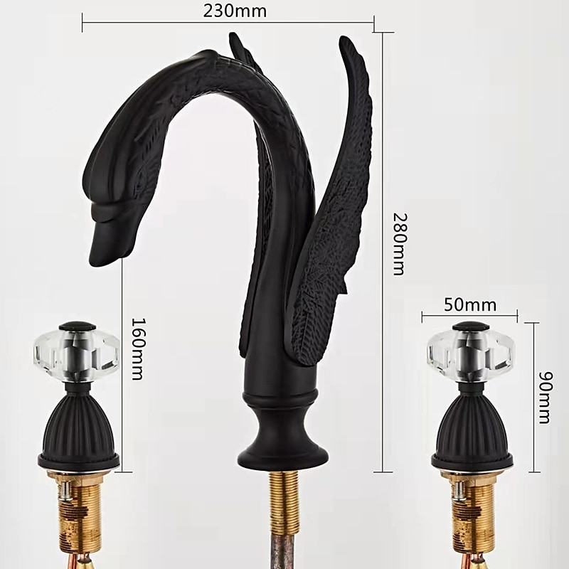 weit verbreitete waschtischmischbatterie, 2 griff 3 löcher waschtischarmaturen schwan edle luxus goldene und ölgeriebene bronze badarmaturen 2025 - $372.59 –P5