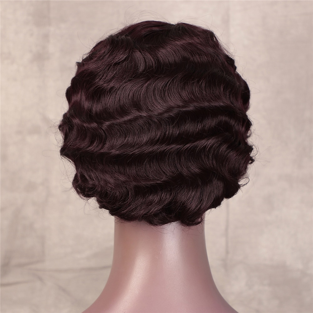 parrucche brasiliane corte dei capelli umani del taglio di pixie acconciature delle onde delle dita per le donne nere parrucche piene fatte a macchina parrucche corte del 2025 a $3.99 –P5