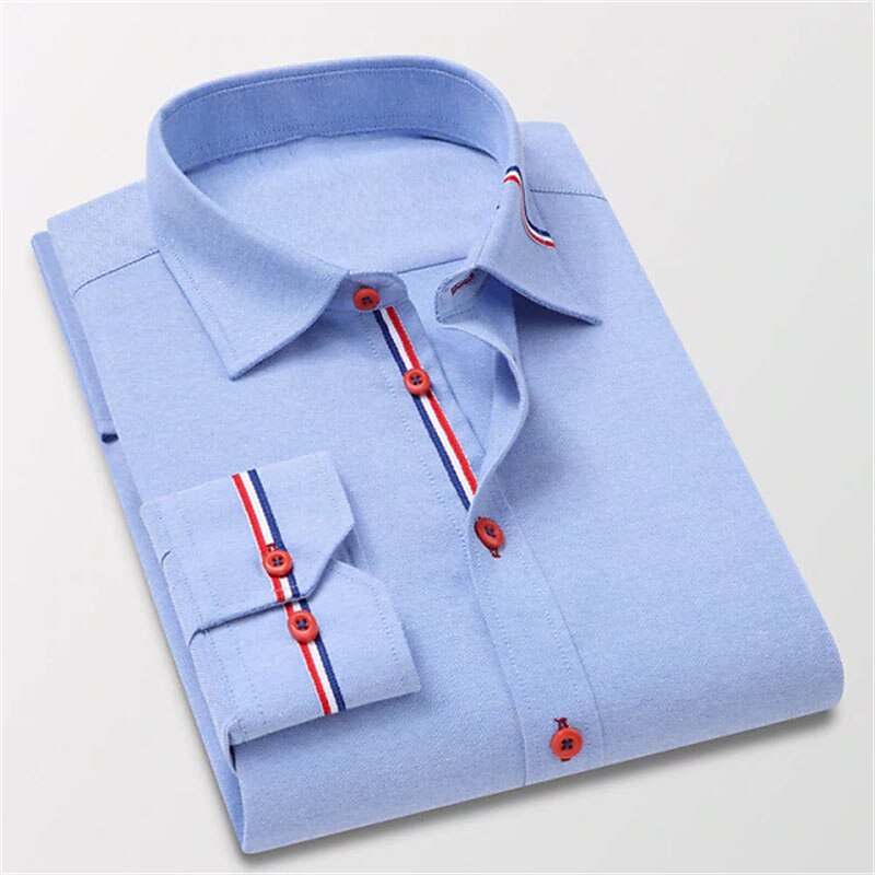 Voor heren Overhemd met knopen Overhemd Shirt met kraag Wit Rood Marineblauw Lange mouw Effen Strijkijzer Lente & Herfst Bruiloft Buiten Kleding Button-omlaag 2025 - $20.99 –P4